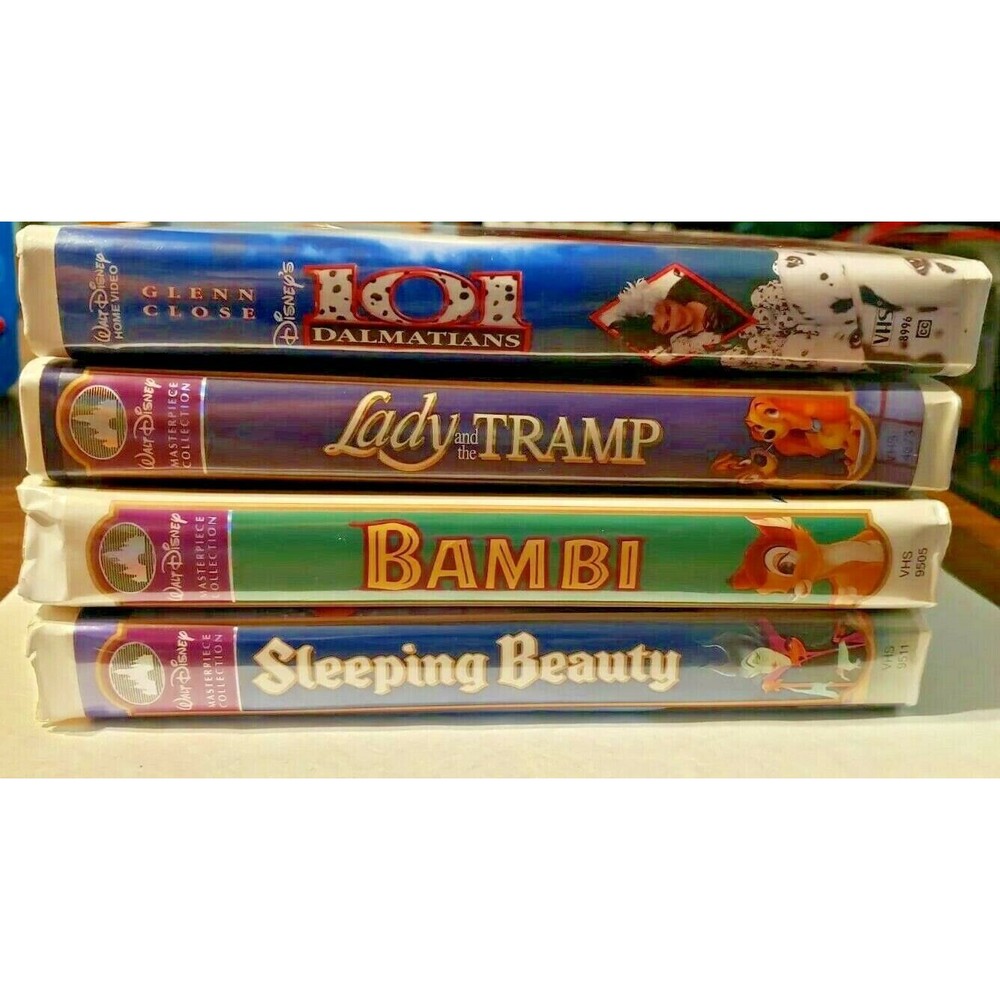 Disney VHS-101 Dalmatians, Bambi, Lady & the Tramp,  Sleeping Beauty Lot of 4